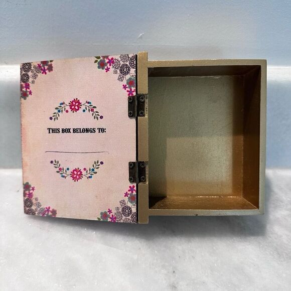 Francesca Statement Wooden Box Storage Sister Gift Ideas Pink 4''x5''x2'' - Picture 4 of 5